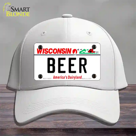 Beer Wisconsin Novelty License Plate Hat Cotton / White