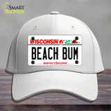 Beach Bum Wisconsin Novelty License Plate Hat Cotton / White