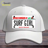 Surf Girl Wisconsin Novelty License Plate Hat Cotton / White