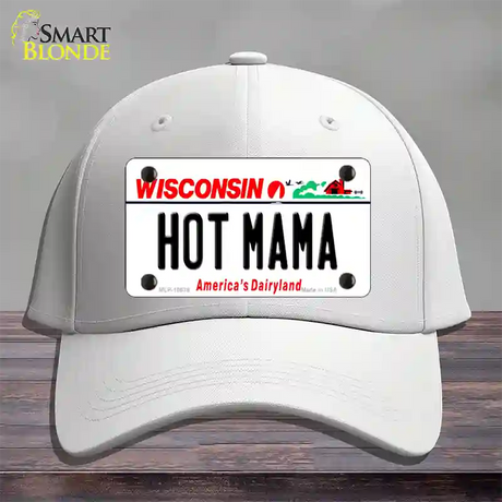 Hot Mama Wisconsin Novelty License Plate Hat Cotton / White