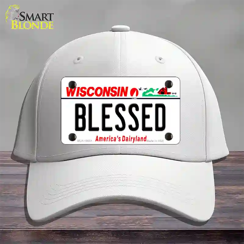 Blessed Wisconsin Novelty License Plate Hat Cotton / White