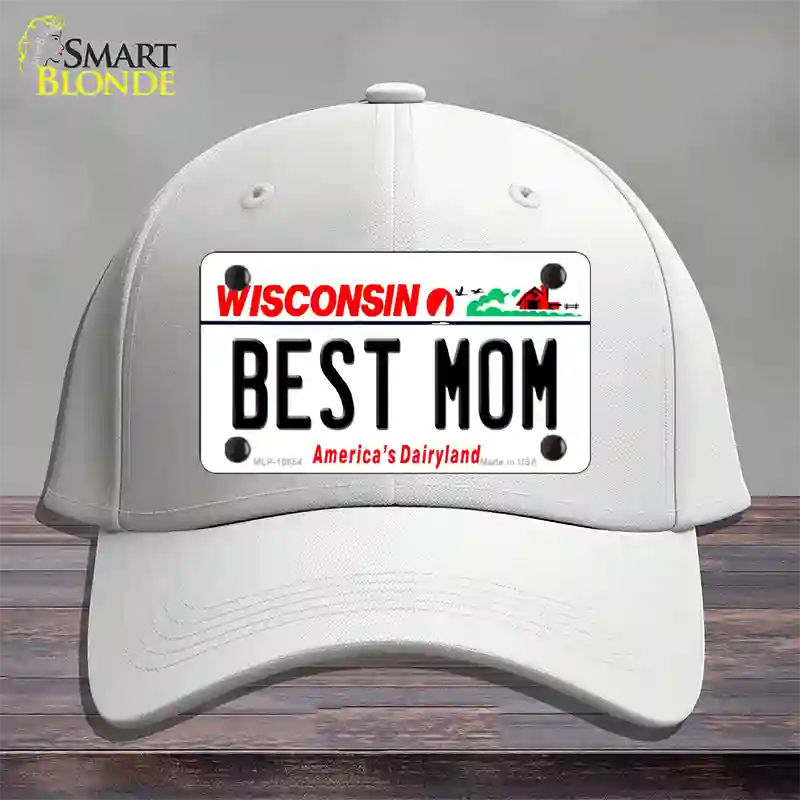 Best Mom Wisconsin Novelty License Plate Hat Cotton / White