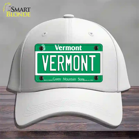 Vermont Green Mountain State Novelty License Plate Hat Cotton / White