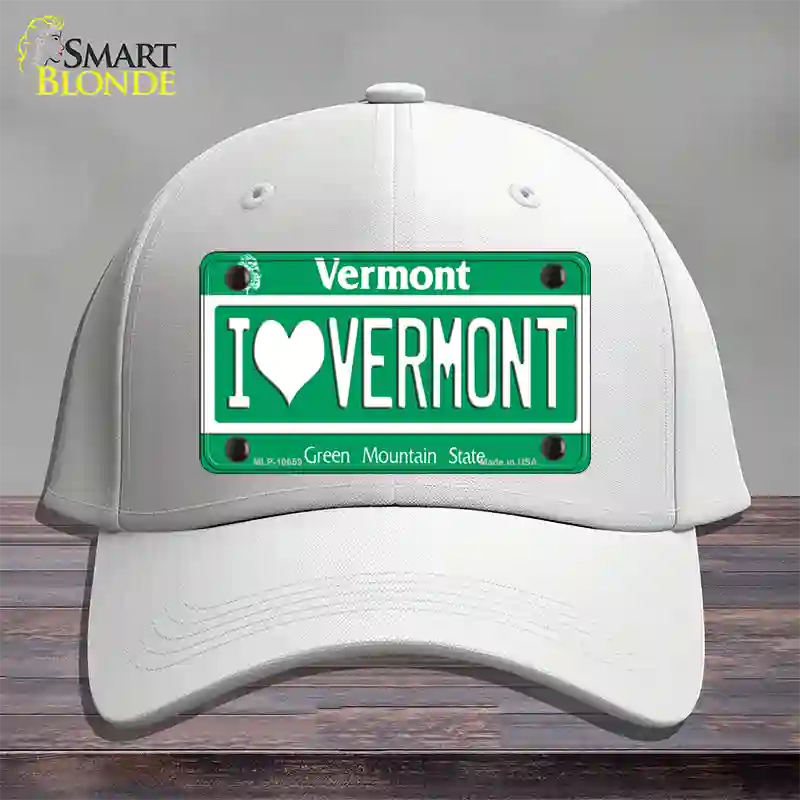 I Love Vermont Novelty License Plate Hat Cotton / White