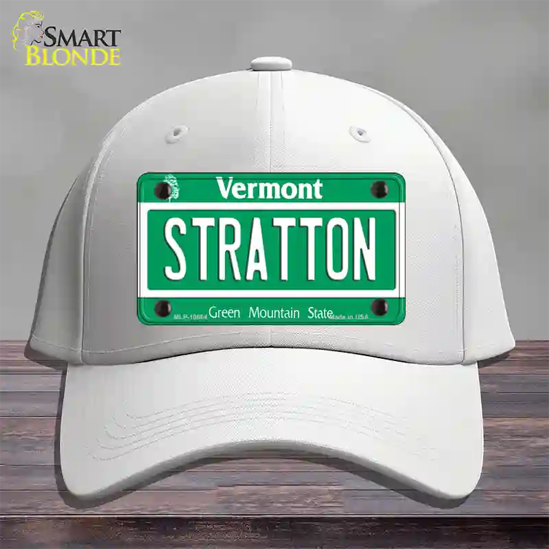 Stratton Vermont Novelty License Plate Hat Cotton / White