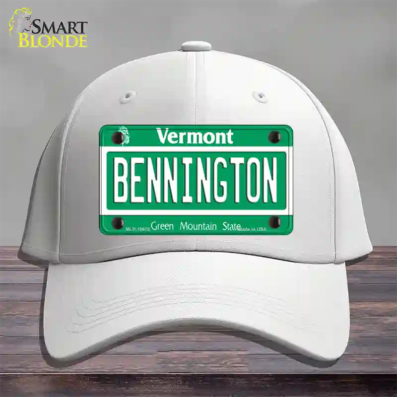 Bennington Vermont Novelty License Plate Hat Cotton / White