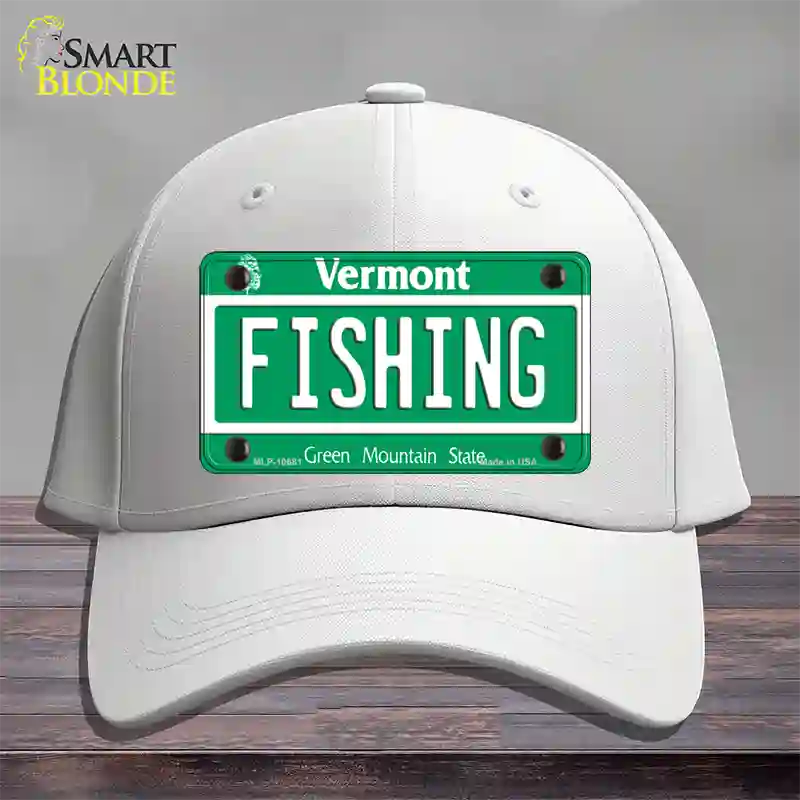 Fishing Vermont Novelty License Plate Hat Cotton / White