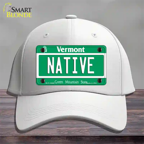 Native Vermont Novelty License Plate Hat Cotton / White