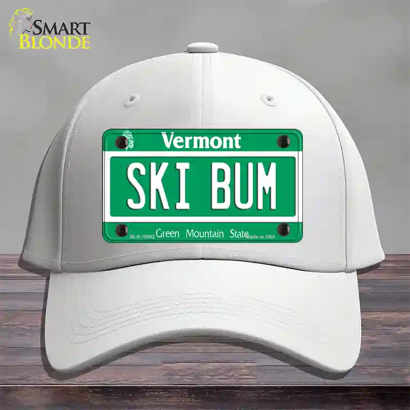 Ski Bum Vermont Novelty License Plate Hat Cotton / White