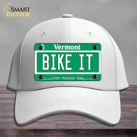 Bike It Vermont Novelty License Plate Hat Cotton / White