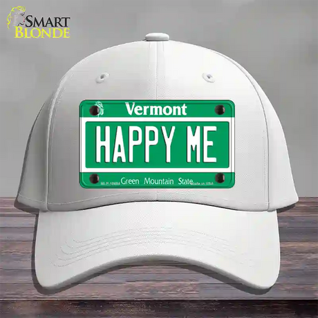 Happy Me Vermont Novelty License Plate Hat Cotton / White