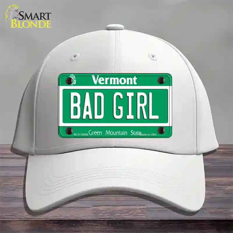 Bad Girl Vermont Novelty License Plate Hat Cotton / White