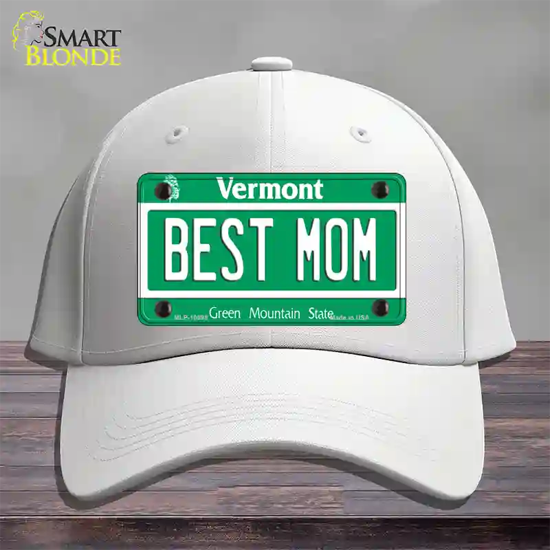 Best Mom Vermont Novelty License Plate Hat Cotton / White