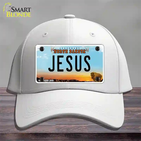 Jesus North Dakota Novelty License Plate Hat Cotton / White