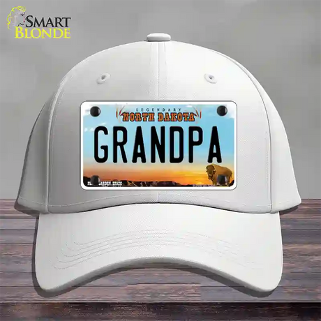 Grandpa North Dakota Novelty License Plate Hat Cotton / White