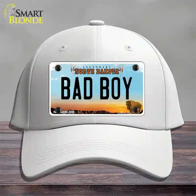 Bad Boy North Dakota Novelty License Plate Hat Cotton / White