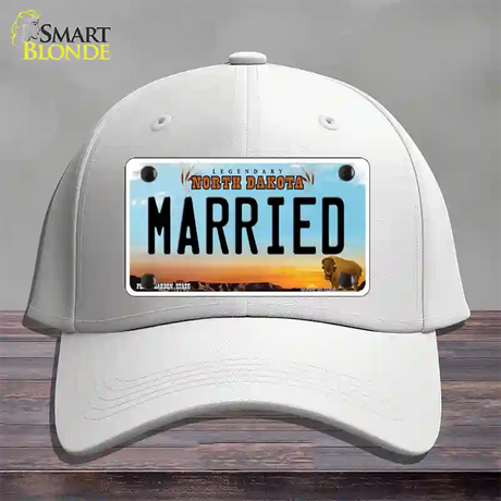 Married North Dakota Novelty License Plate Hat Cotton / White