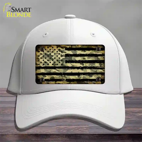 Camo American Flag Novelty License Plate Hat Cotton / White