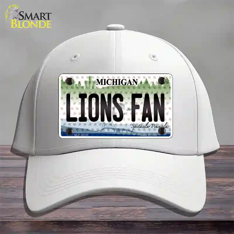 Lions Fan Michigan Novelty License Plate Hat Cotton / White