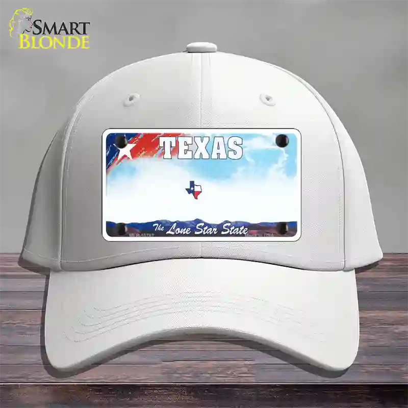 Texas New State Novelty License Plate Hat Cotton / White