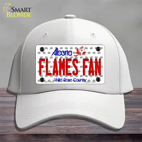 Flames Fan Alberta Novelty License Plate Hat Cotton / White