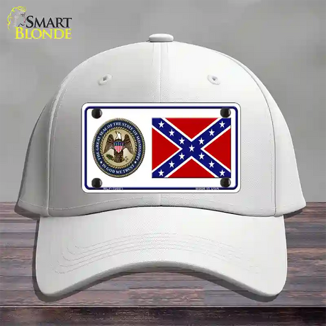 Confederate Flag Mississippi Seal Novelty License Plate Hat Cotton / White