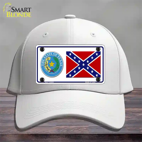 Confederate Flag Texas Seal Novelty License Plate Hat Cotton / White