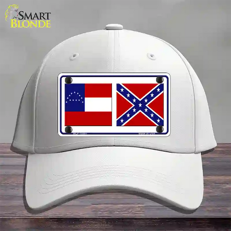 Confederate Robert E Lee Flag Novelty License Plate Hat Cotton / White