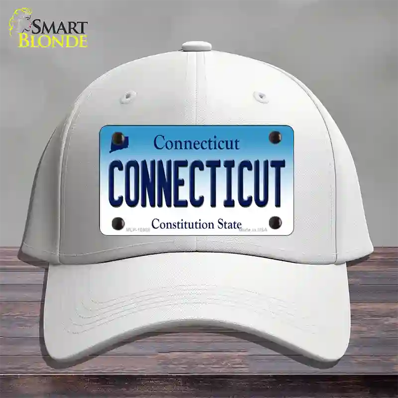 Connecticut State Novelty License Plate Hat Cotton / White