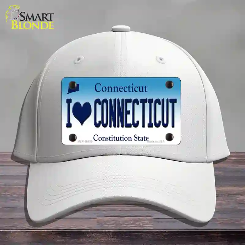 I Love Connecticut Novelty License Plate Hat Cotton / White