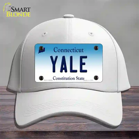 Yale Connecticut Novelty License Plate Hat Cotton / White