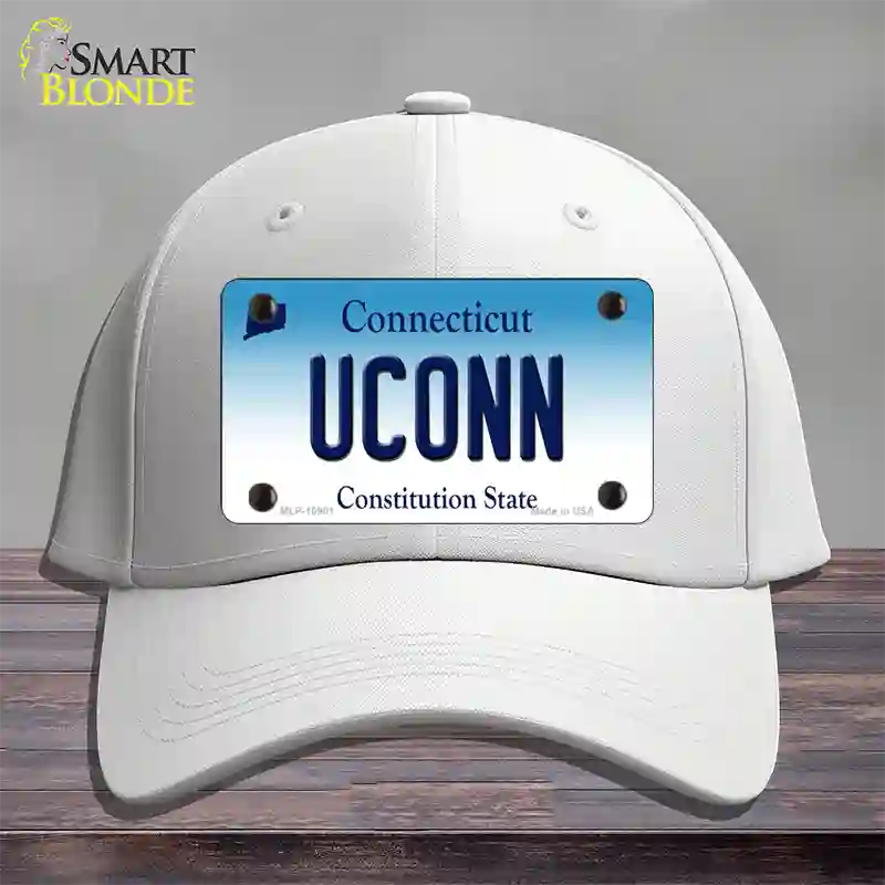 UConn Connecticut Novelty License Plate Hat Cotton / White