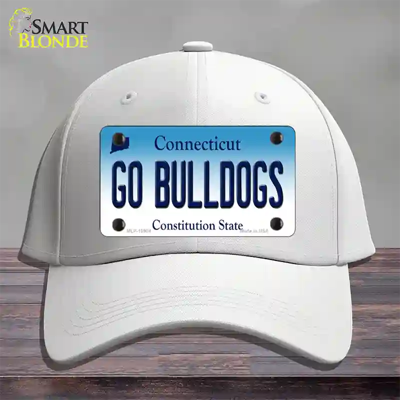 Go Bulldogs Connecticut Novelty License Plate Hat Cotton / White