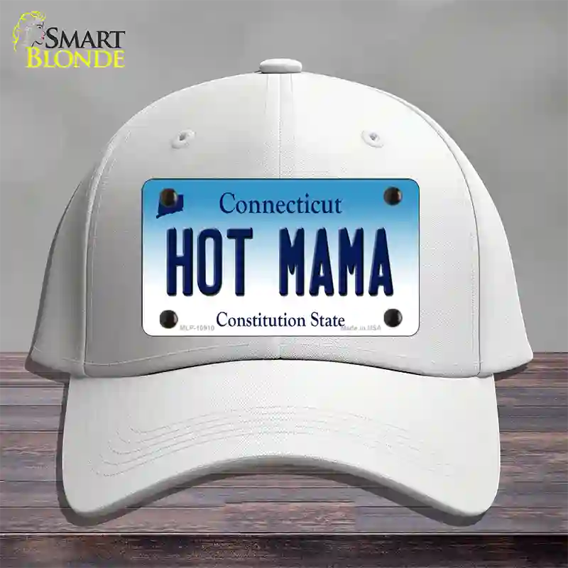 Hot Mama Connecticut Novelty License Plate Hat Cotton / White