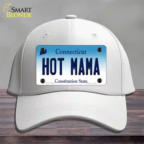 Hot Mama Connecticut Novelty License Plate Hat Cotton / White