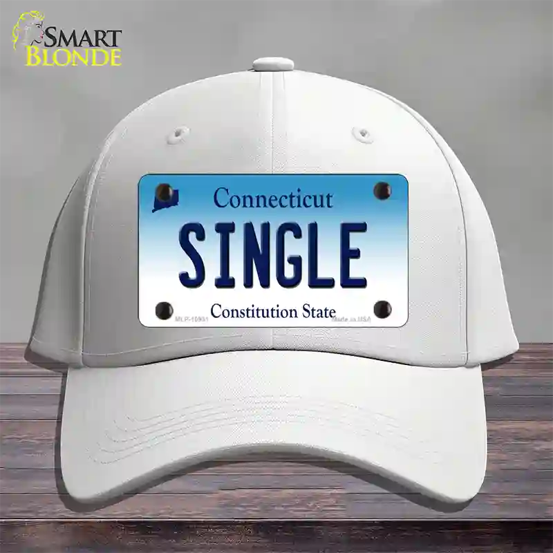 Single Connecticut Novelty License Plate Hat Cotton / White