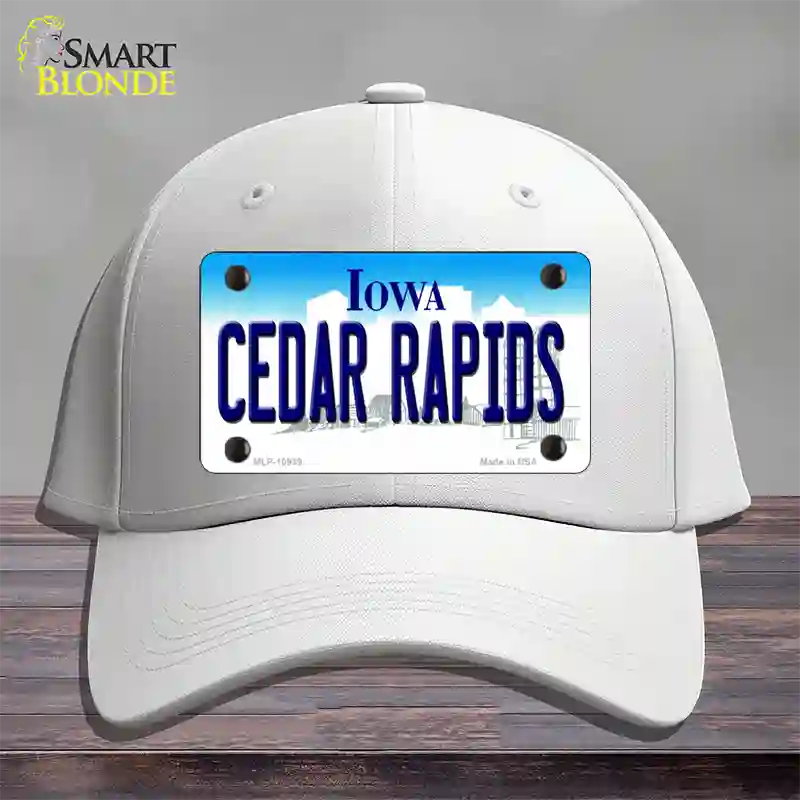 Cedar Rapids Iowa Novelty License Plate Hat Cotton / White