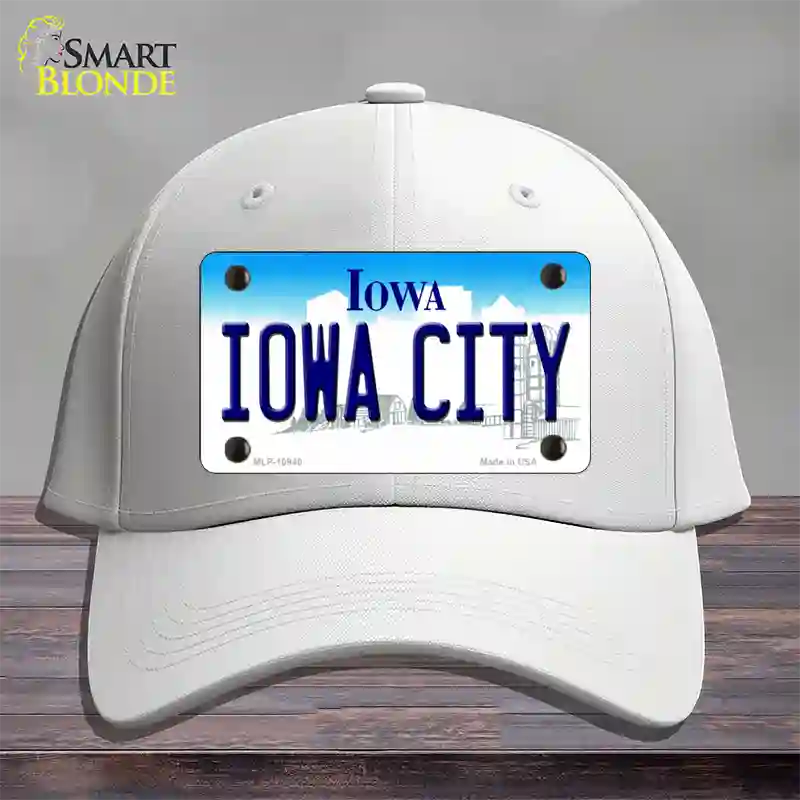 Iowa City Iowa Novelty License Plate Hat Cotton / White