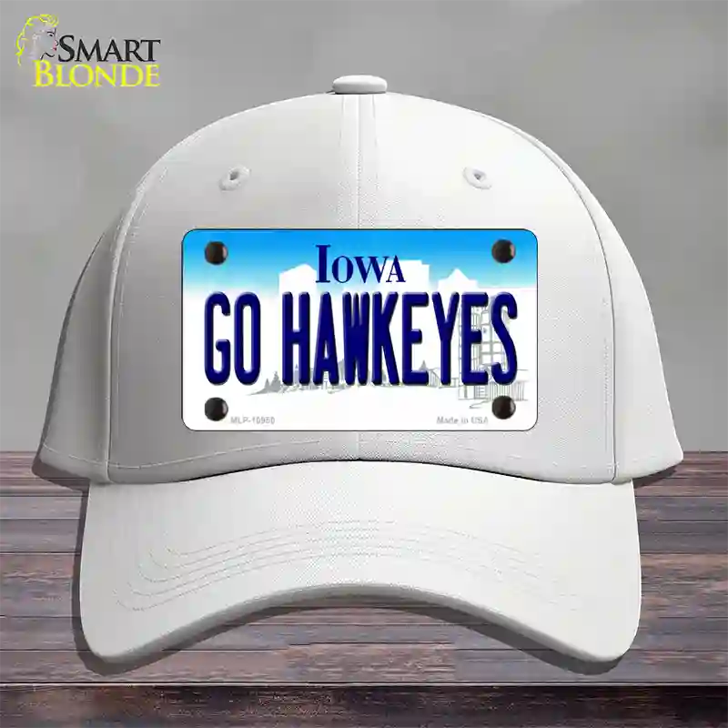 Go Hawkeyes Iowa Novelty License Plate Hat Cotton / White