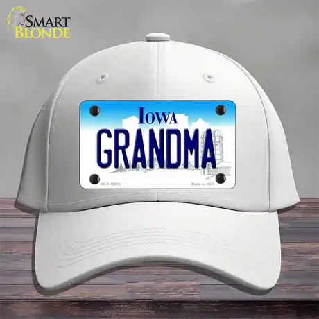 Grandma Iowa Novelty License Plate Hat Cotton / White