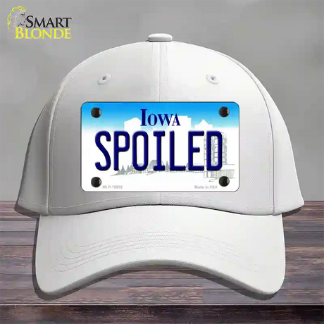 Spoiled Iowa Novelty License Plate Hat Cotton / White