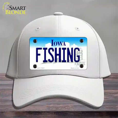 Fishing Iowa Novelty License Plate Hat Cotton / White