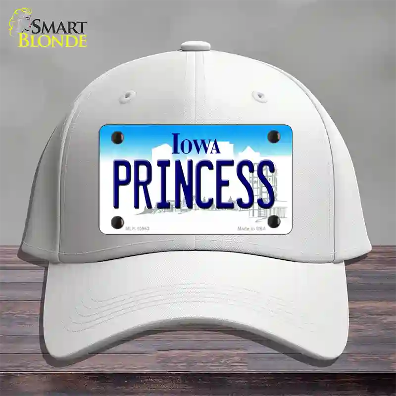 Princess Iowa Novelty License Plate Hat Cotton / White