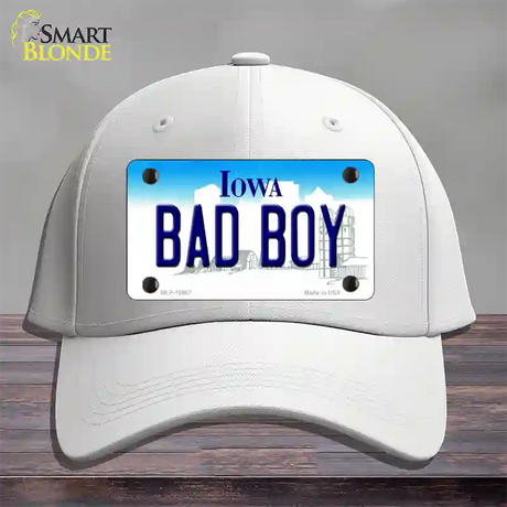 Bad Boy Iowa Novelty License Plate Hat Cotton / White