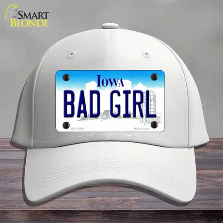 Bad Girl Iowa Novelty License Plate Hat Cotton / White