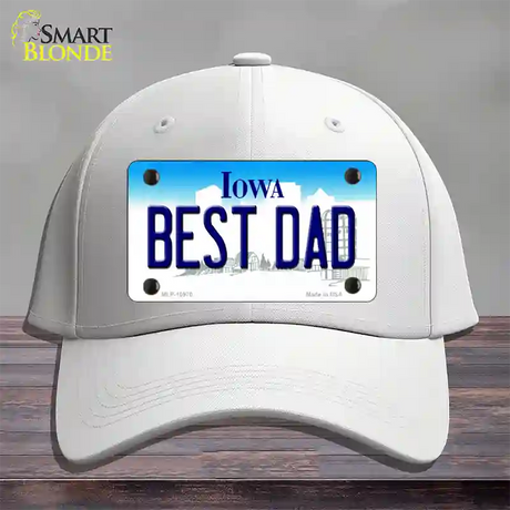 Best Dad Iowa Novelty License Plate Hat Cotton / White