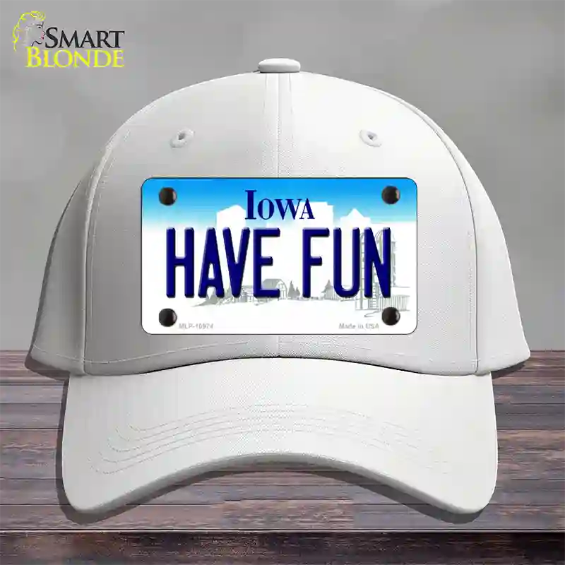 Have Fun Iowa Novelty License Plate Hat Cotton / White