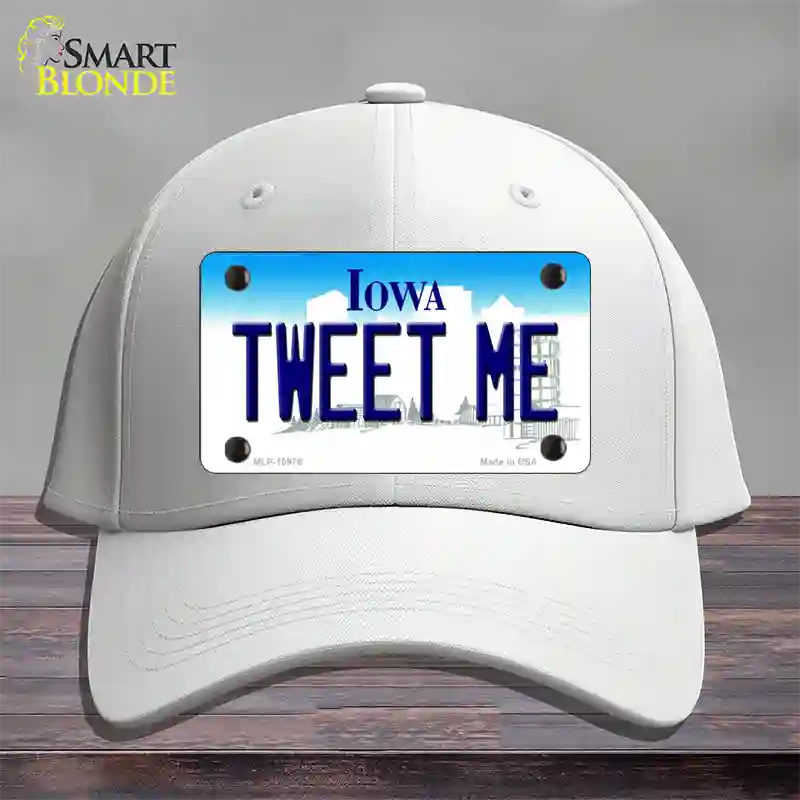 Tweet Me Iowa Novelty License Plate Hat Cotton / White