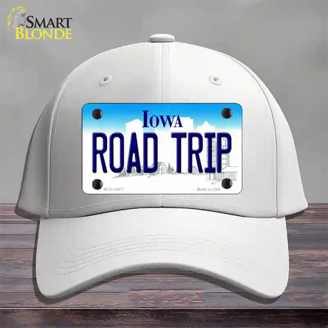 Road Trip Iowa Novelty License Plate Hat Cotton / White