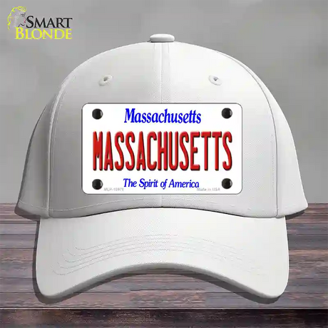 Massachusetts State Novelty License Plate Hat Cotton / White